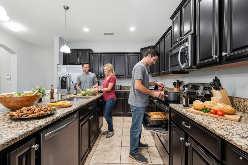 Granite counters with spacious prep space