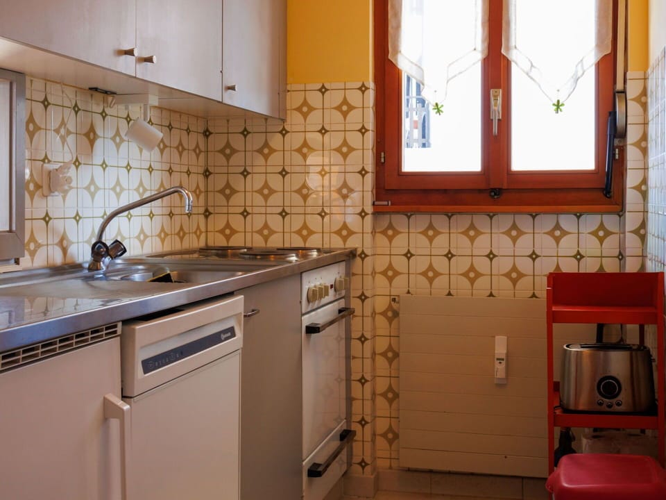 Kitchen, Flooring, Wood, Yellow, Interior Design, Floor, Kitchen Sink, Countertop, Kitchen Appliance, Tile
