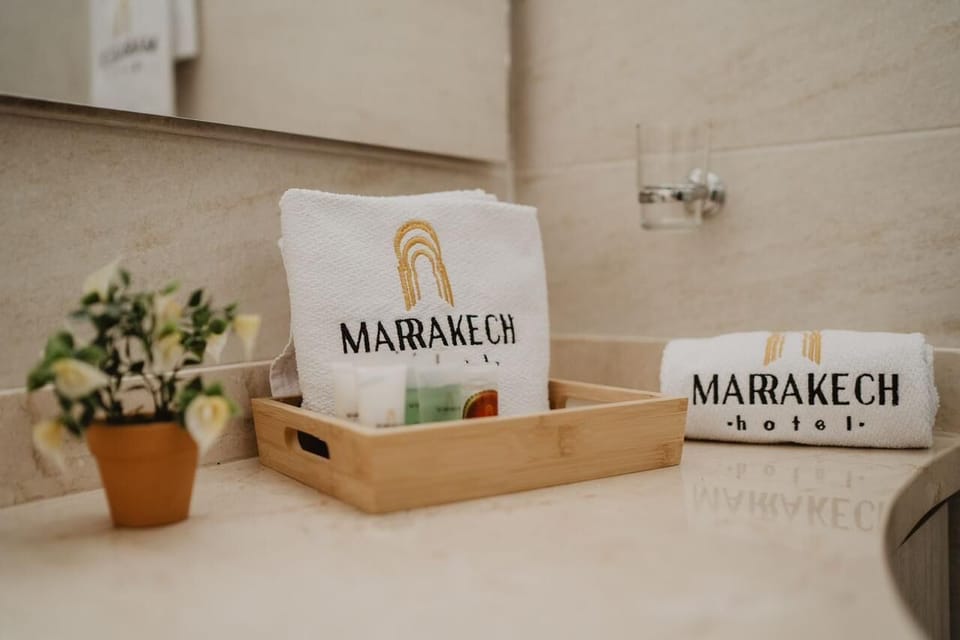 Shower, towels, soap, shampoo