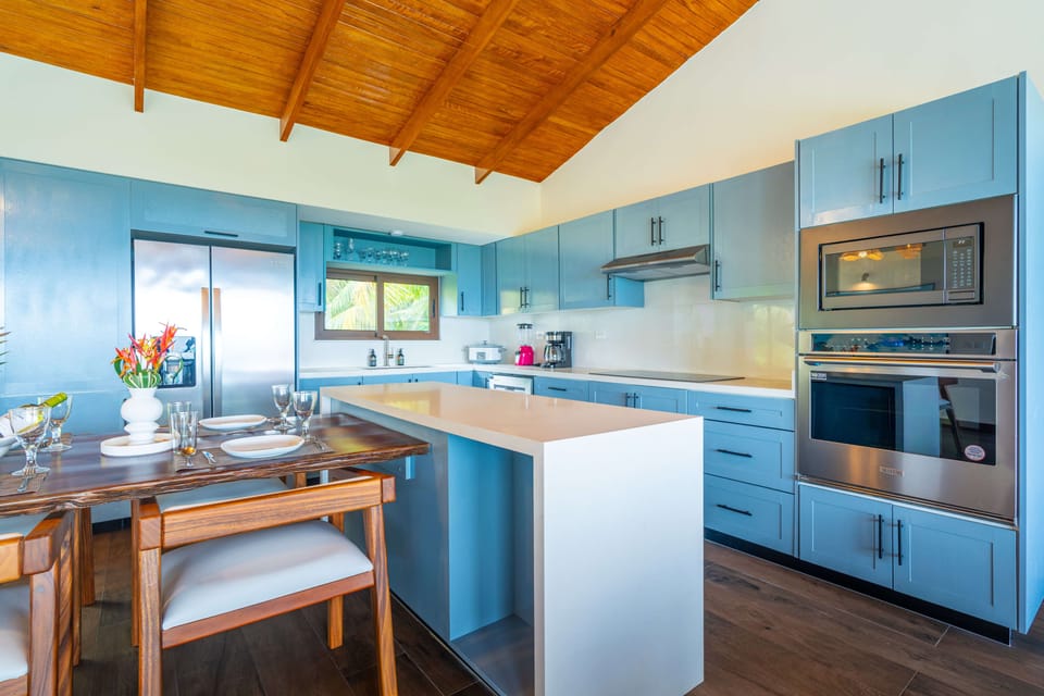Large and well-equipped kitchen.