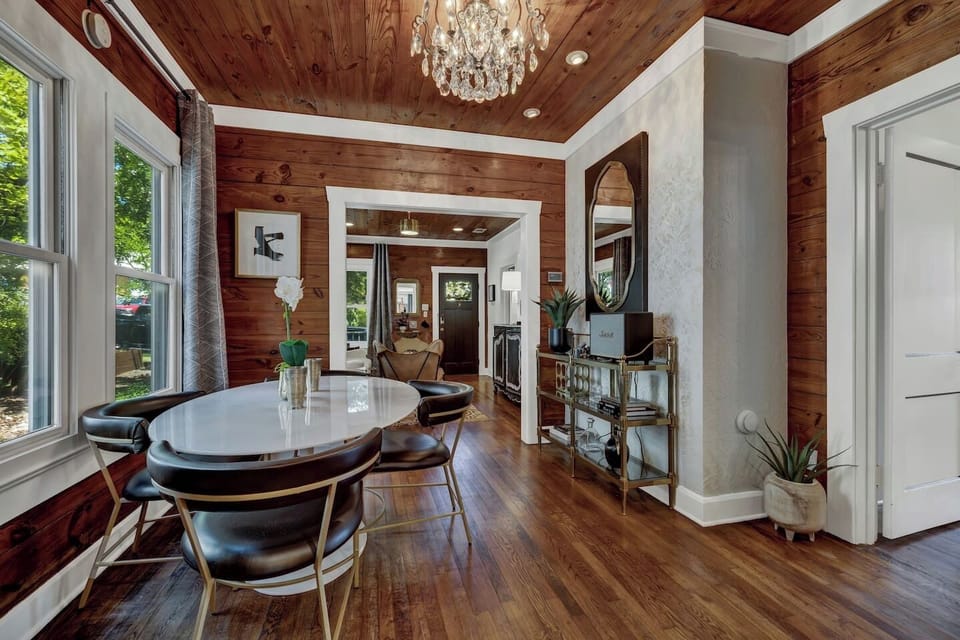 The inviting dining area offers a warm and welcoming space to connect over great food and even better company.
