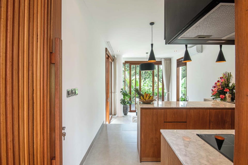 Kitchen and villa entrance 