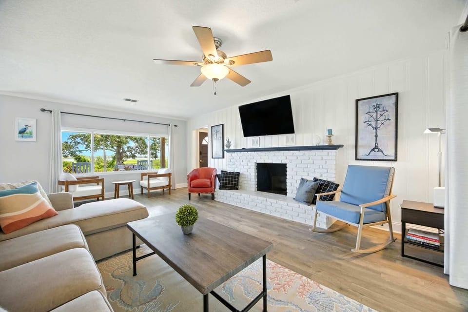 Curl up in the airy living room & stream your favorites on the smart TV​