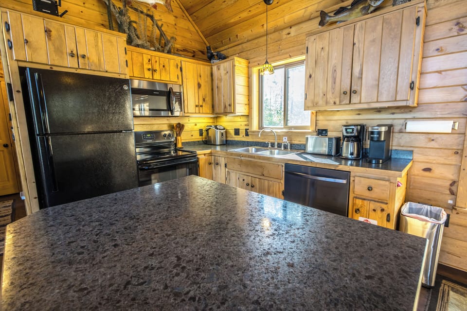 Kitchen area, ready to prep for meals or entertain. 