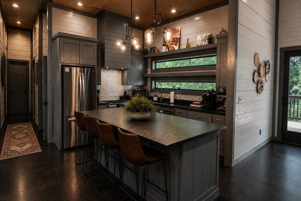 Gourmet kitchen with oversized island, perfect for gathering