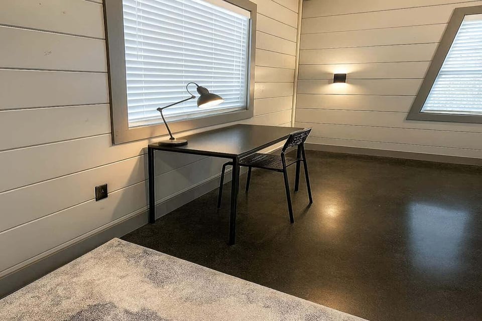 Dedicated workspace with desk and chair, perfect for remote work and stays