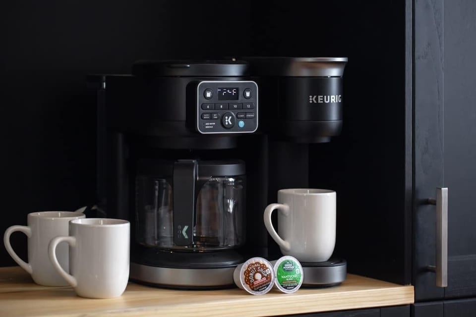 Both drip coffee maker and Keurig maker with coffee provided to begin your morning alert and ready to enjoy your vacation!