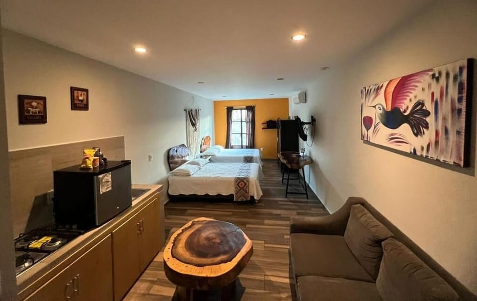 Memory foam beds, free minibar items, in-room safe