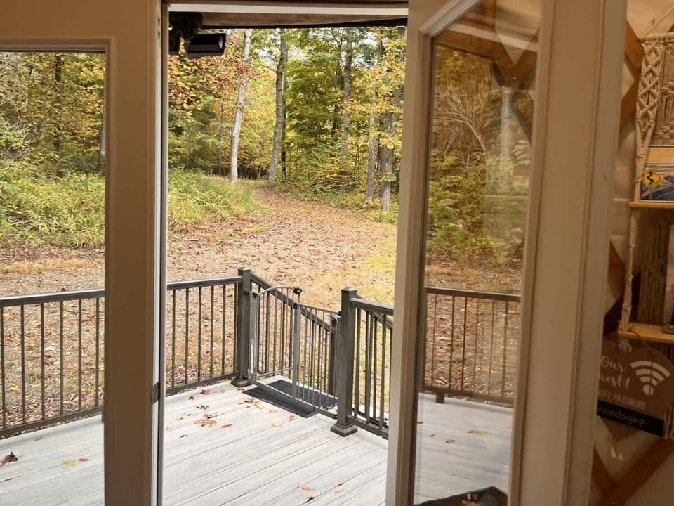 View outside from the rear french doors