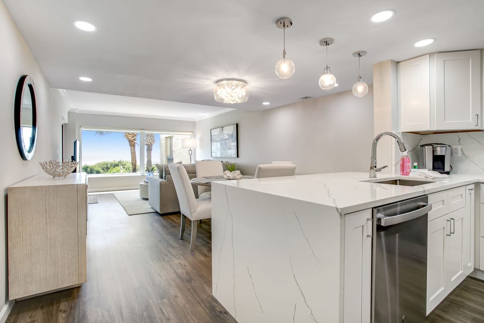 Modern kitchen island with bar seating—ideal for casual breakfasts or evening drinks.