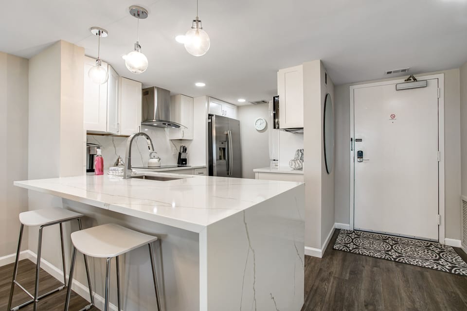 Stylish dining setup with comfortable seating—perfect for enjoying meals or game nights.