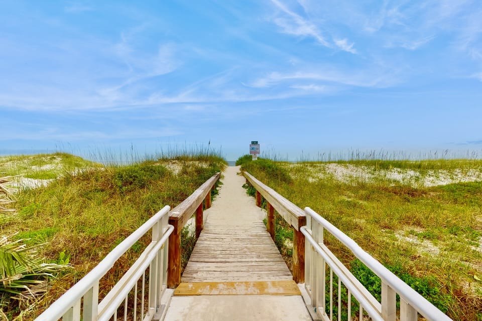 Steps to sand, ideal for family beach getaways.