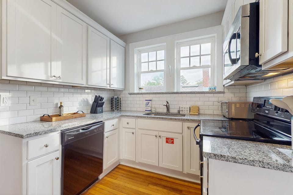 Fully equipped kitchen with appliances—ideal for extended stays and family meals.