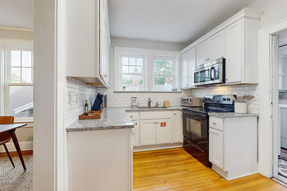 Fully equipped kitchen with appliances—ideal for extended stays and family meals.