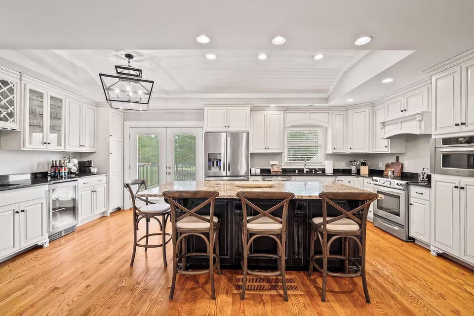 Cook for the crew in this huge kitchen with a central island.
