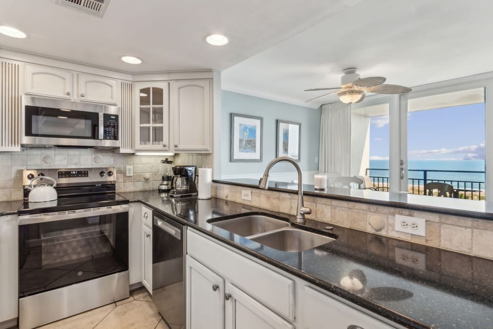 Fully equipped kitchen with ocean views