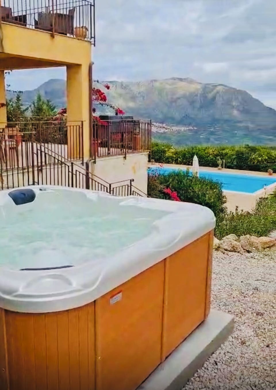 Hot tub overlooking our pool