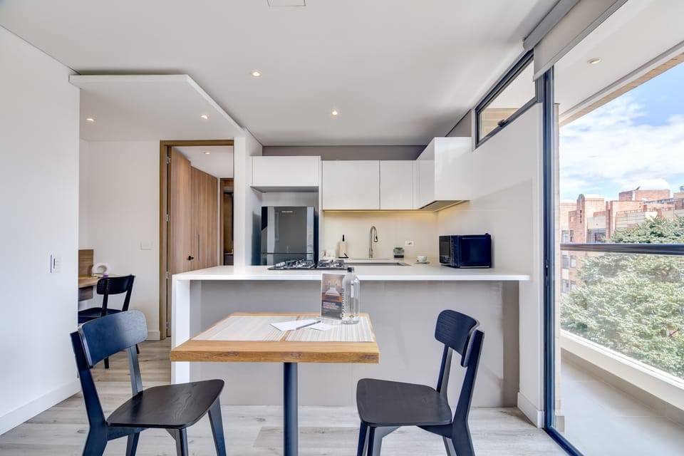 Dining space with city view