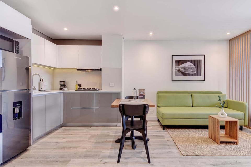 Open dining space with kitchen view