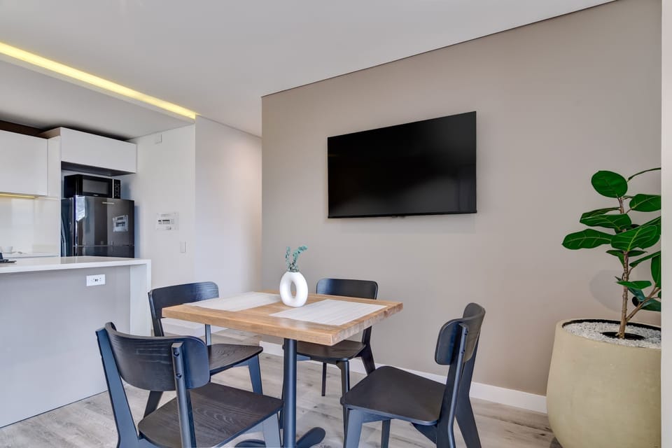 Bright dining area with contemporary design