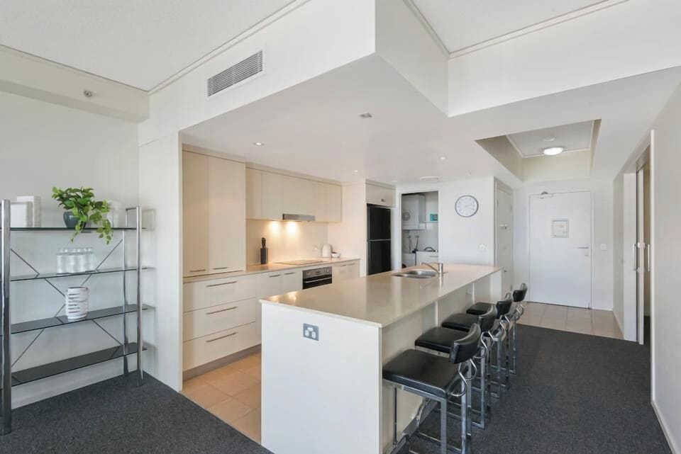 Bright kitchen with sleek cabinetry