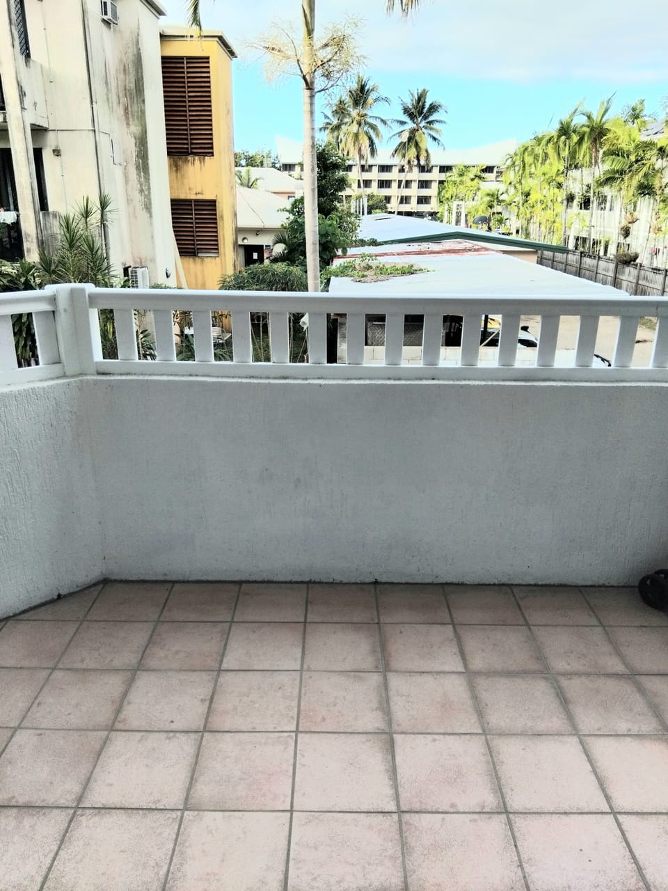 Balcony facing pool