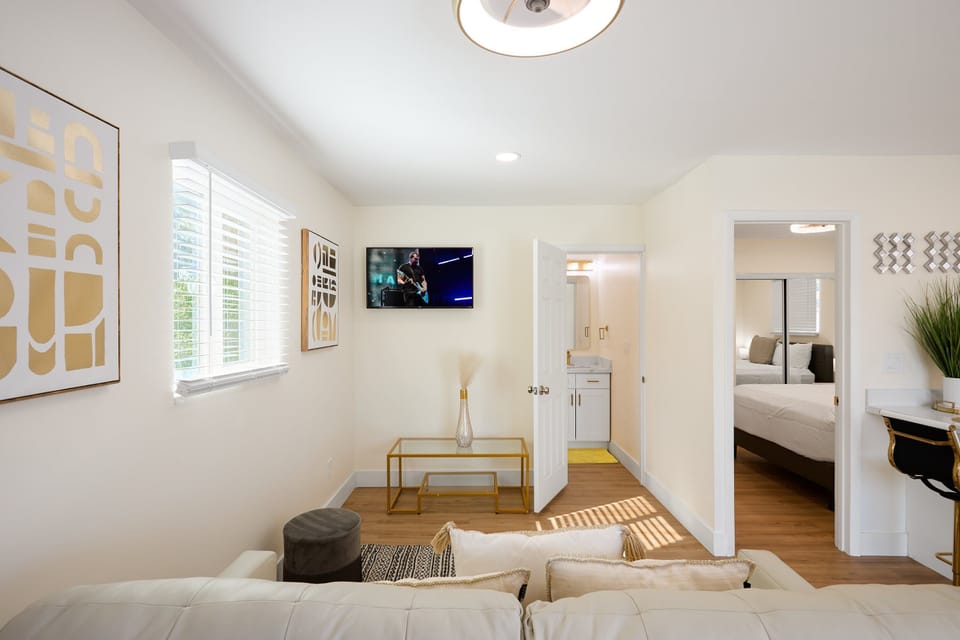 Secondary living area with an open layout, comfy couch, and Smart TV for easy relaxation. (Casita)