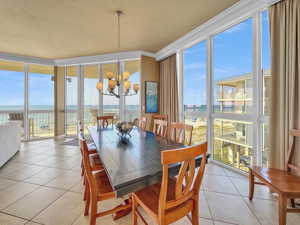 Dining table with seating for 8