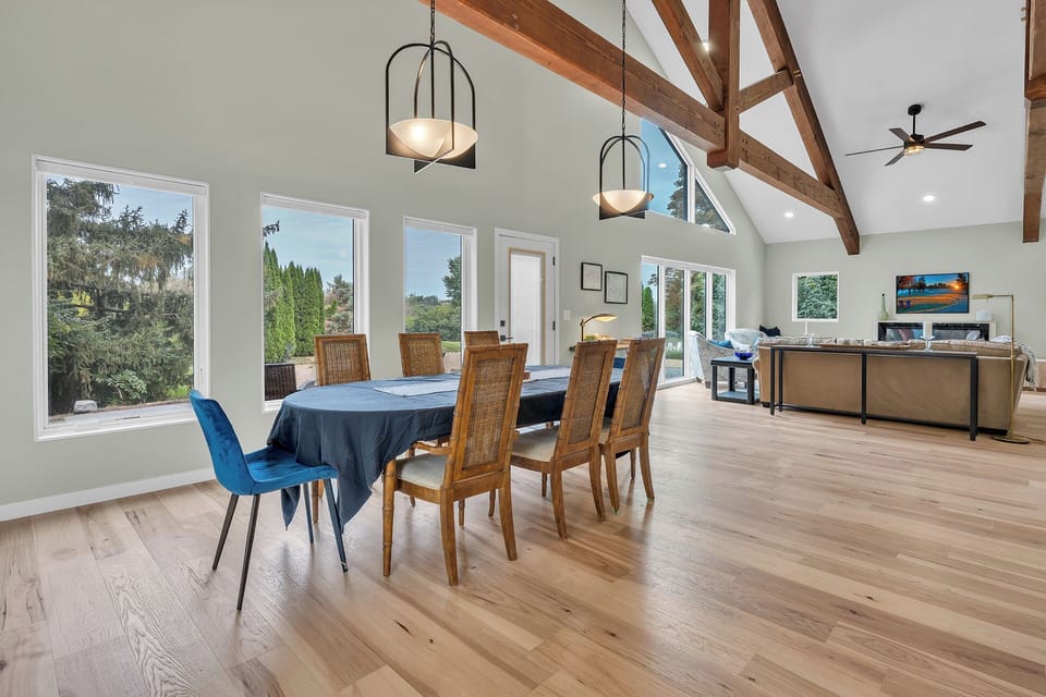 Dining room. Table seats 8 plus seating at island