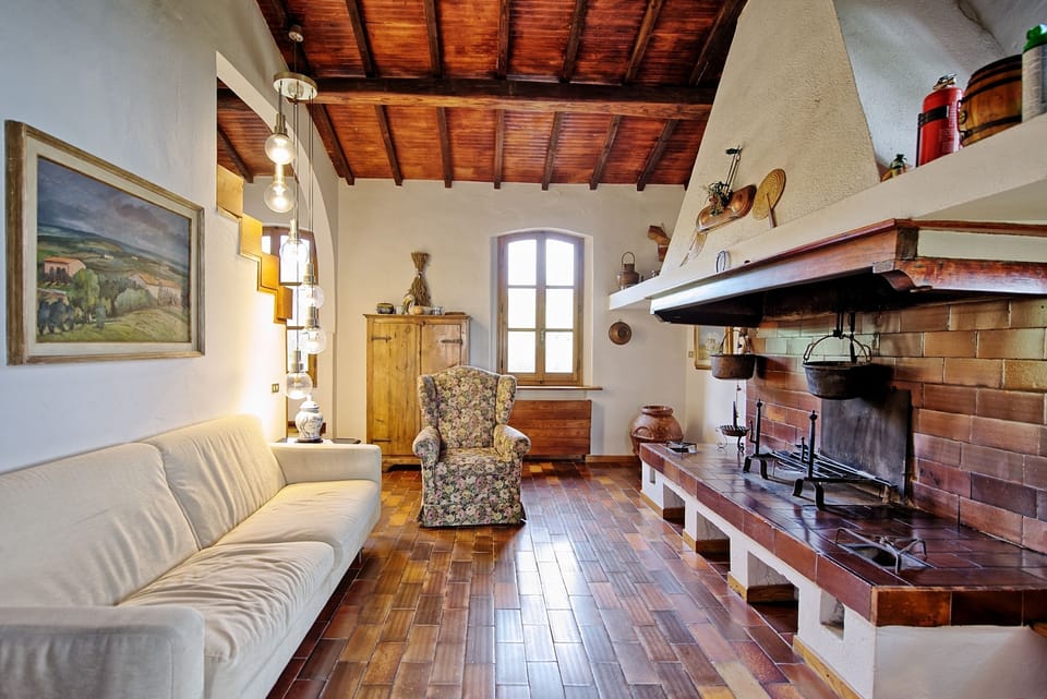 Panoramic Villa, 4 Bedrooms (Casa Gabriella) | Living room | Flat-screen TV, fireplace