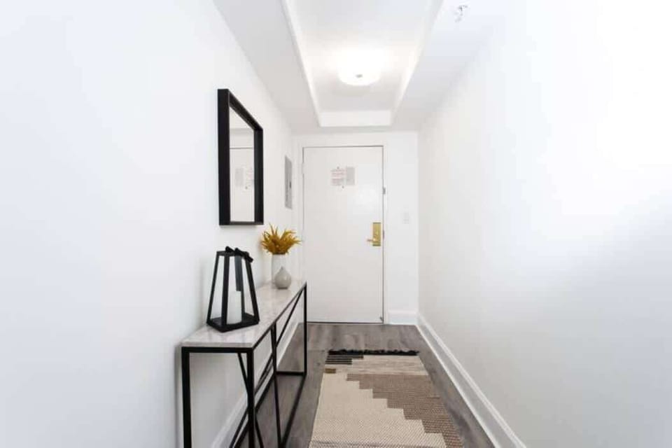 Bright corridor with decorative accents