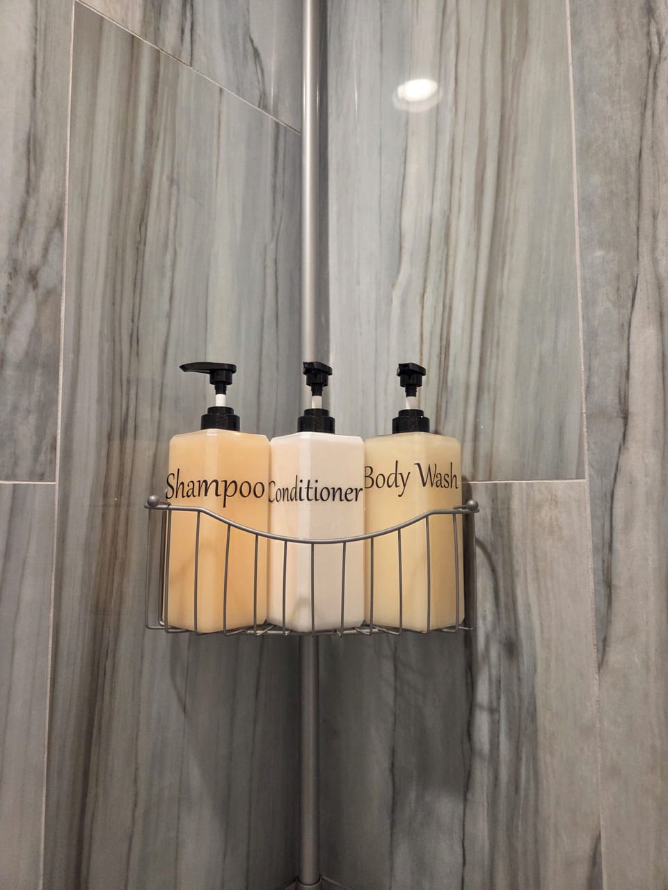 Amenities provided in each bathroom 
Shampoo, Conditioner, Bodywash,  hair dryer