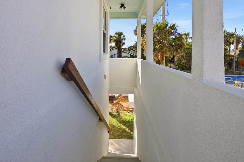 Walk way up the stairs to your unit.