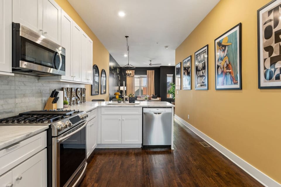 Fully equipped kitchen with high-end appliances.