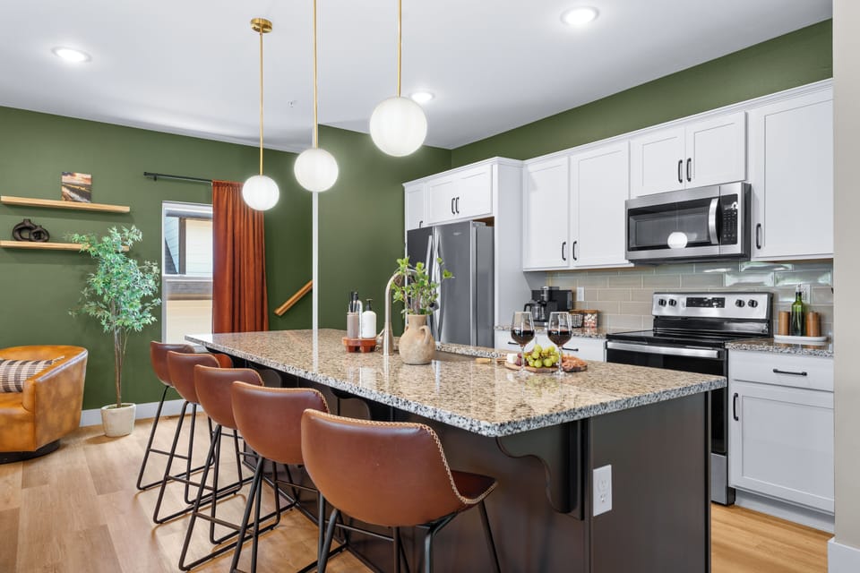 Whip up gourmet meals in our fully-stocked kitchen.