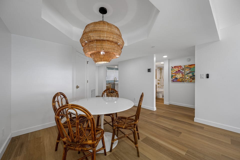 Dining area with beautiful Coastal Chandelier