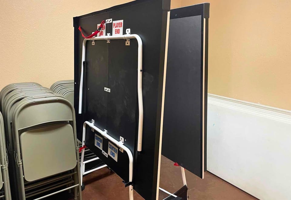 Folding chairs and game tables available at the center
