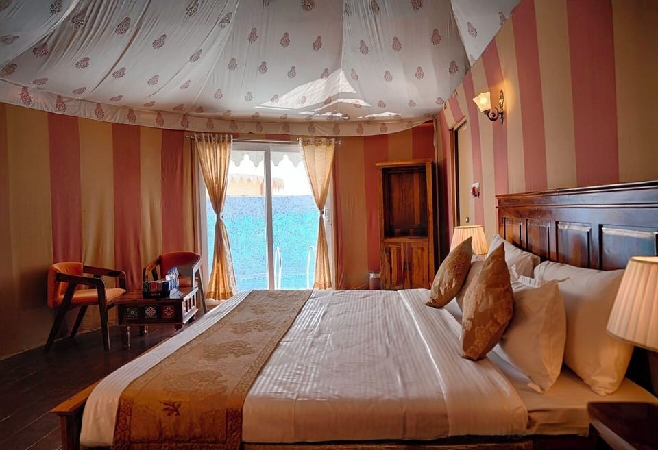 Thar Pool Villa Tent | Egyptian cotton sheets, premium bedding, down comforters