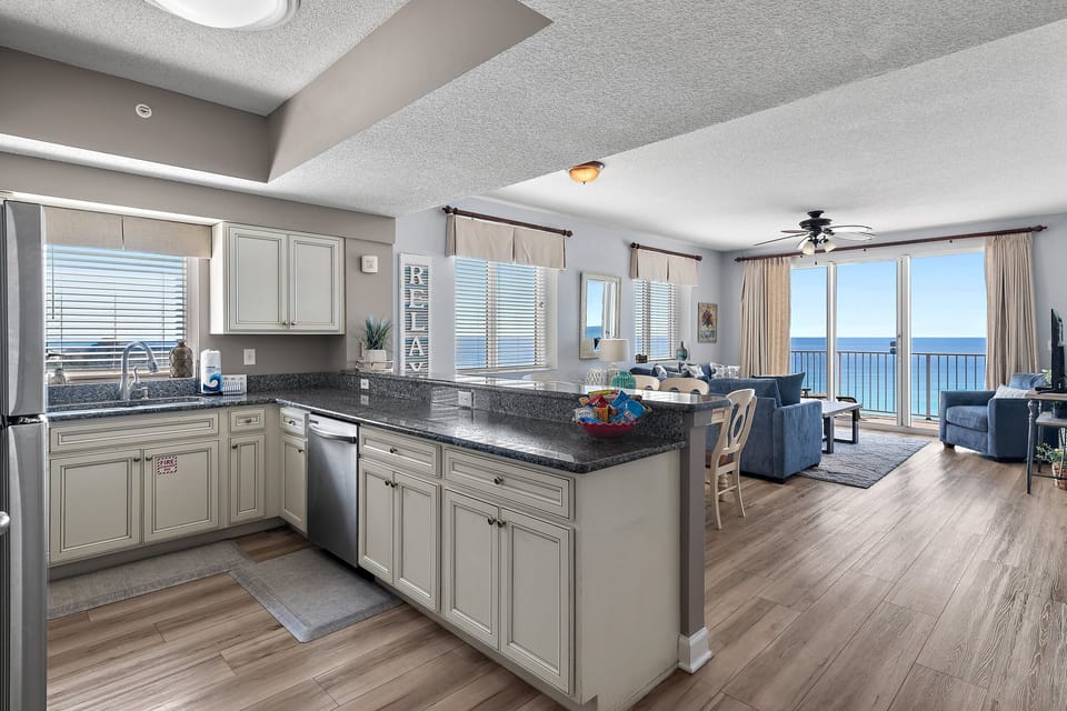 Cook meals in your fully stocked and Remodeled kitchen with Gulf Views - Welcome to your home away from home!