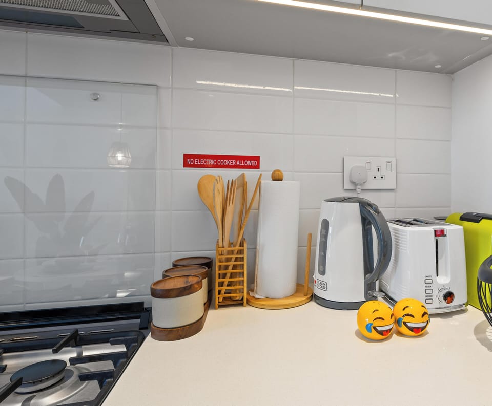 Standard Apartment, City View | Private kitchen | Full-size fridge, microwave, oven, stovetop