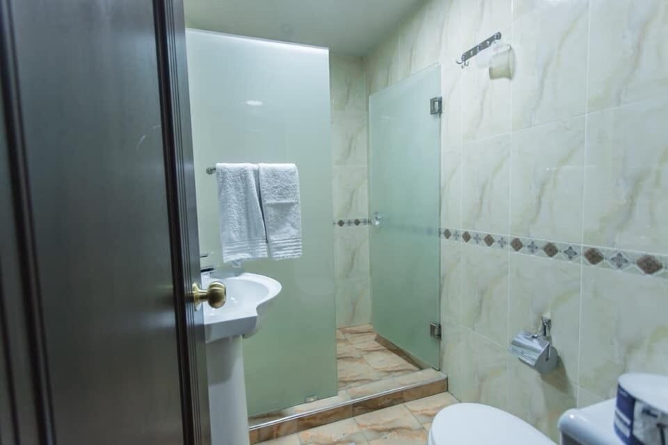 Free toiletries, hair dryer, slippers, towels