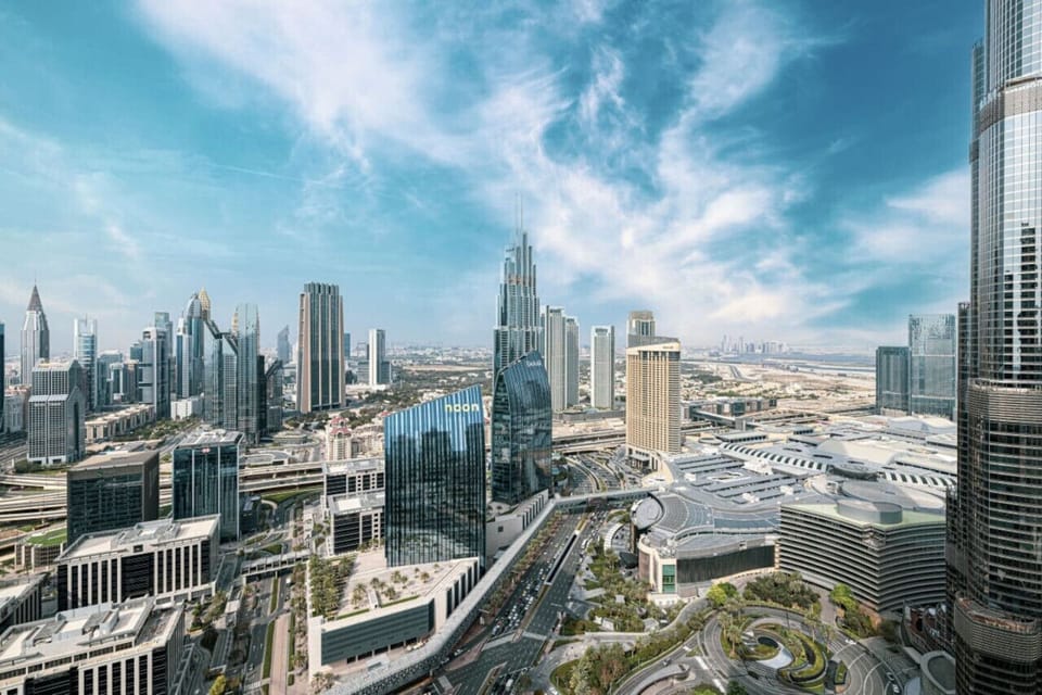 Private balcony with city and Burj Khalifa view