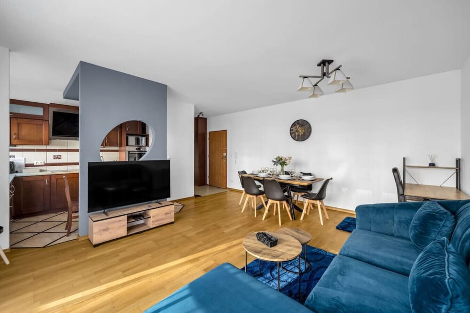 Stylish Living Room With A Smart TV | Book Now With RENTUJEMY.COM