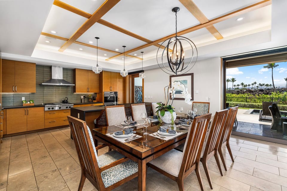 Host al fresco dinners with golf course views just steps from the gourmet kitchen.