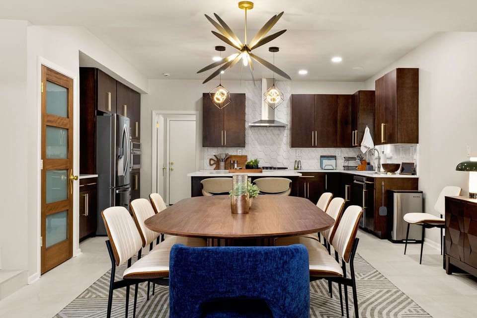 Alternate view of dining area facing kitchen showing open concept