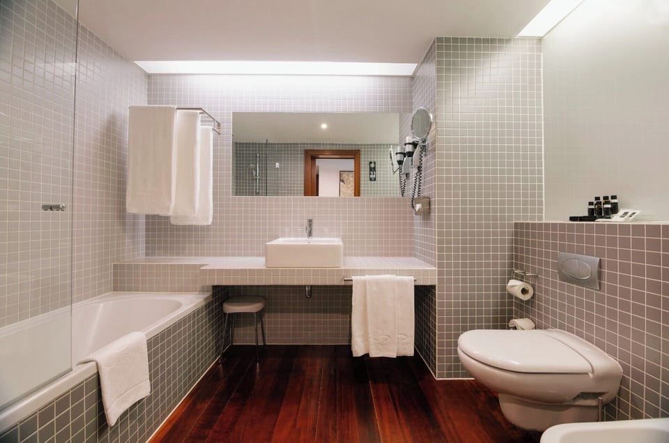 Shower, free toiletries, hair dryer, bidet