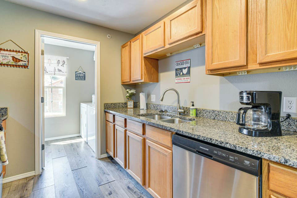 Kitchen | Single-Story Condo | In-Unit Laundry | Central Heating & A/C