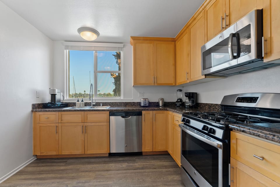 Fully stoked kitchen has everything you need. 