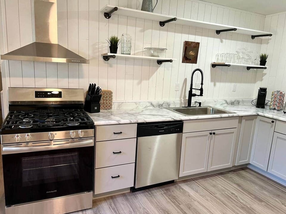 Fully stocked modern kitchen with all new appliances