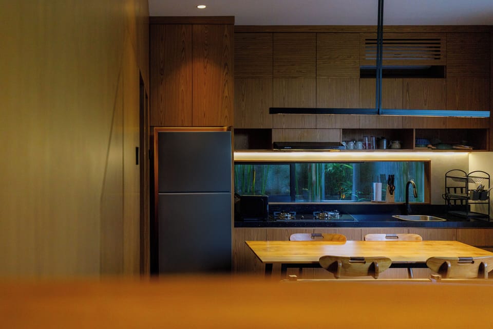 Superior Villa, Pool View | Private kitchen | Fridge, microwave, dishwasher, electric kettle
